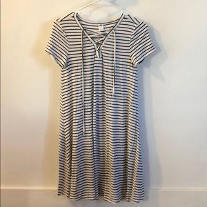 Stripped Lace up dress